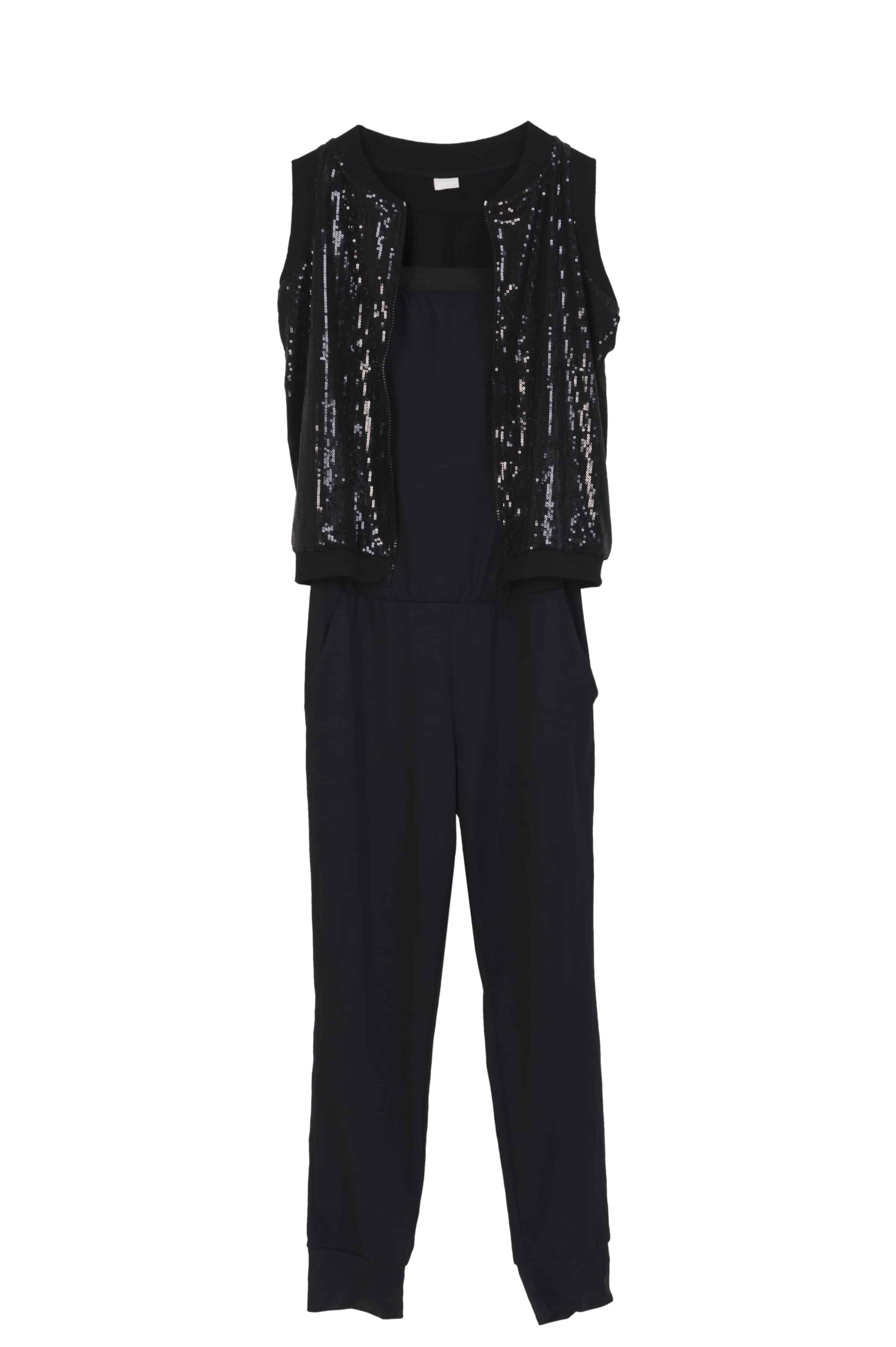 DD SPOSH SS15_tuta intera e gilet pailettes